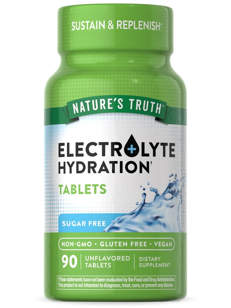 Nature's Truth Electrolyte Tabletler | No Sugar | 90 Count | Vegan, Non-GMO & Gluten Free Hydration Supplement | With Minerals