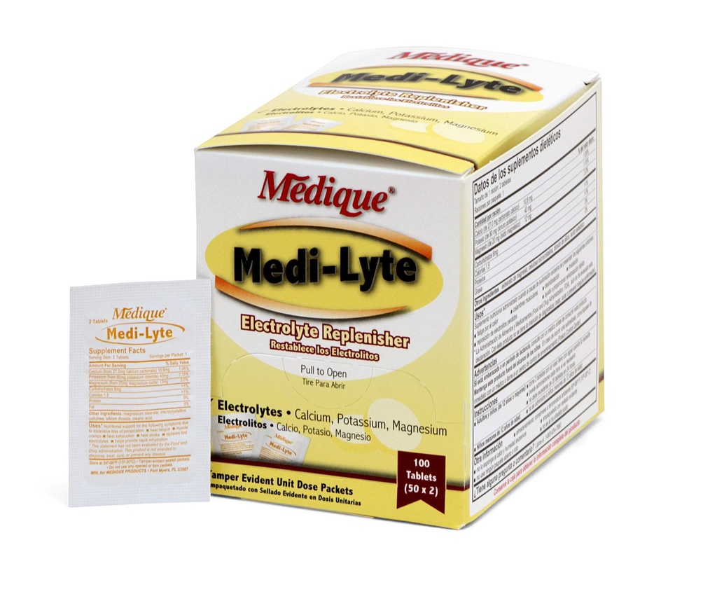 Medique 03033 Medi-Lyte Electrolyte Tablets w/ Potassium Chloride for Cramps, 100-Tablets