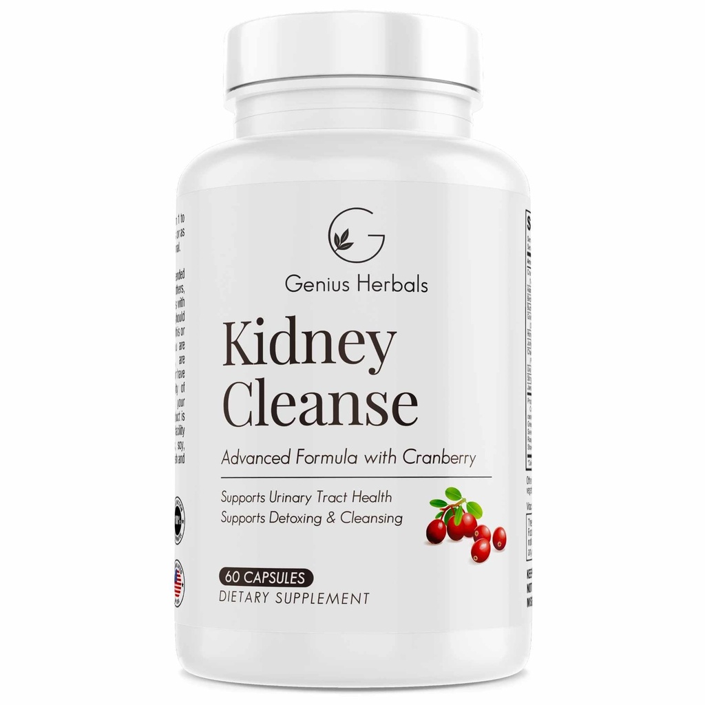 Kidney, Cranberry Extract ile Gelişmiş Formula, Kidney, Urinary Tract & Bladder Detox ve Cleanse - 60 Capsules