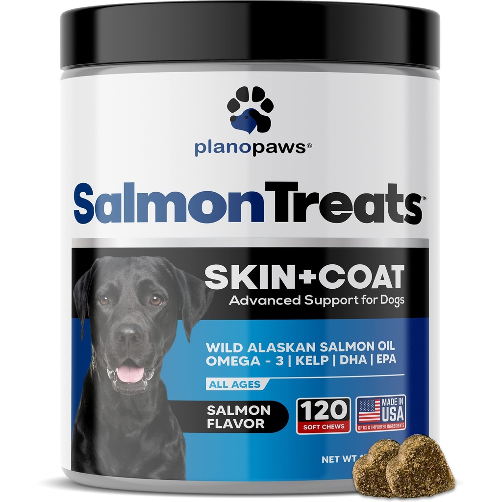 Vahşi Alaskan Salmon Oil for Dogs - Dog Skin and Coat Supplement - Shedding & Itch Relief for Dogs - Omega 3 Fish Oil for Dogs Chews - 120 Dog Antivirüs Chews - Dog Shedding Supplement - Dog Vitamins - Dog Vitamins - Dog Vitamins - Dog Vitaminler - Köpek Vitaminleri için Balık Yağı