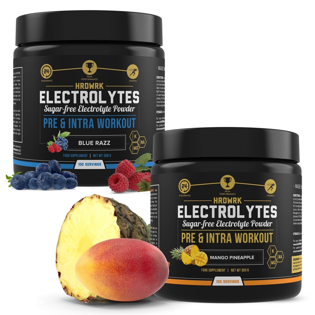 HRDWRK Elektrolytes Tozu, Magnezyum Pyum - Sugar Free Electrolytes Boost Endurance ve Fatigue'yi Bu Elektrolytes Supplement ile Az Hydration - Keto Friendly