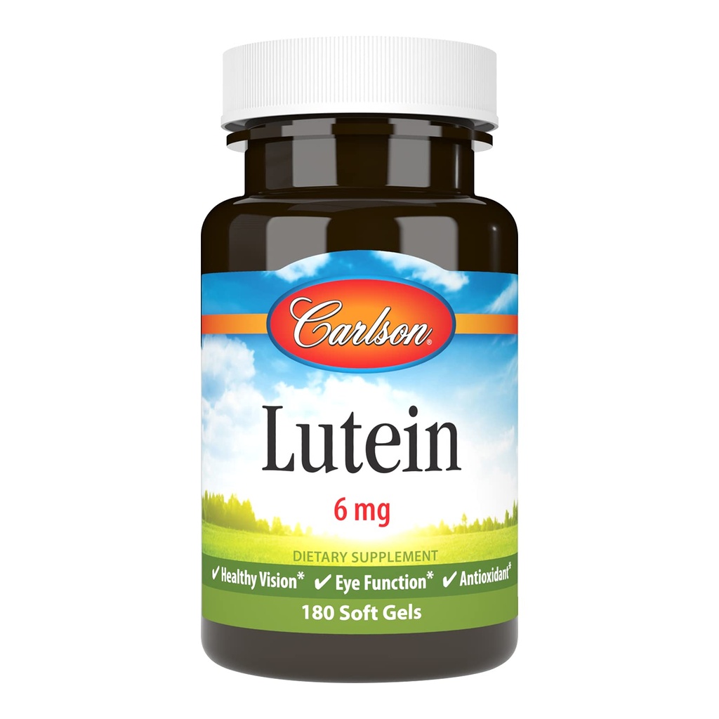 Carlson Lutein 6 mg, Vision Support & Eye Health Supplement, Antioxy Formula ile Zeaxanthin, 180 Softgels