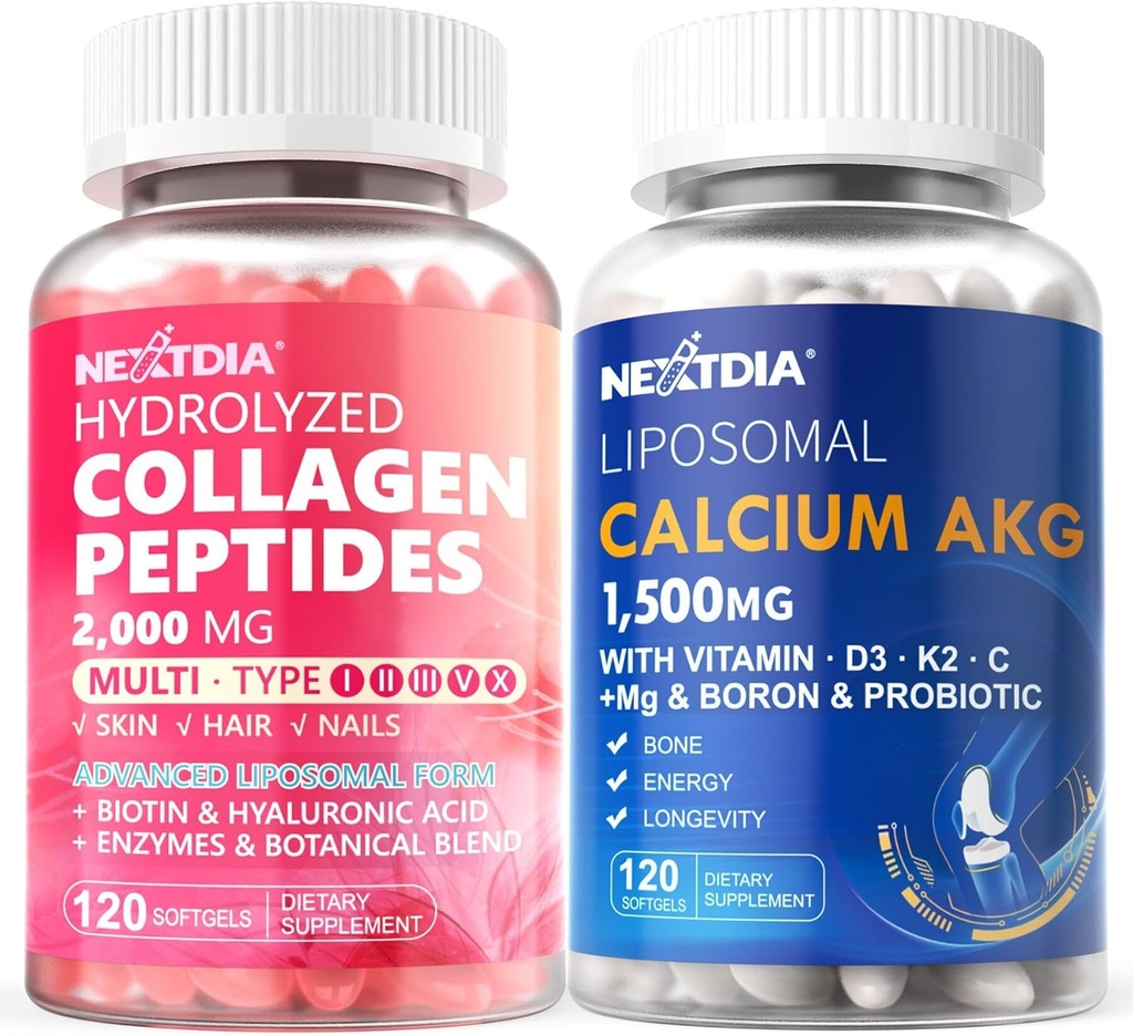 Hidrolyzed Collagen Pil Pills + Liposomal Kalsiyum AKG Supplement 1500 mg