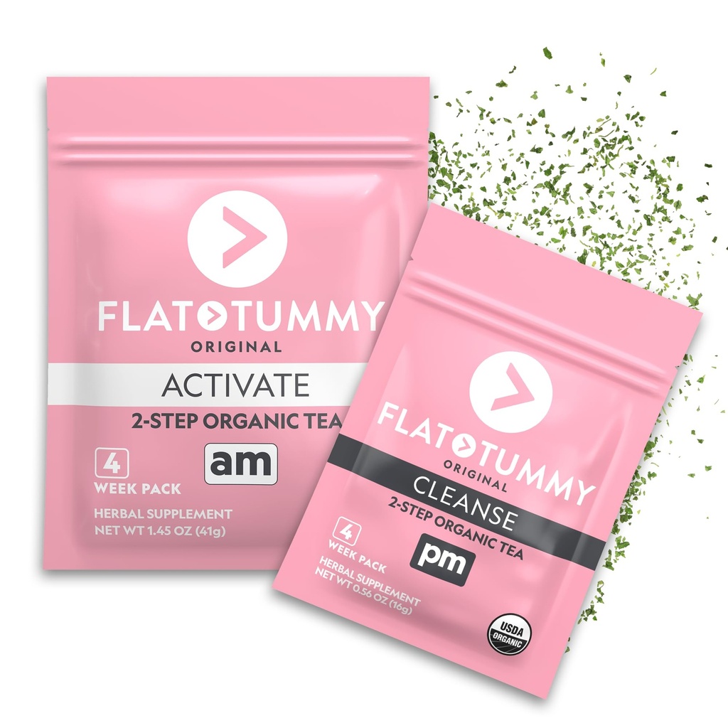 Düz Tummy Çay - 2 adım, 4 Hafta Programı - Enerjiyi artırmak ve Bloating * - All Natural Detox Cleanse w / Green Tea, Lemon Balm, Dandelion, Fennel, & More - Digestion support support support