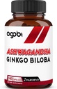 agobi 1600 mg Ashwagandha ile Ginkgo Biloba Supplement - Immune System, Energy Production, Memory Health & Focus - 240 Veggie Capsules