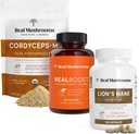 Real Mushrooms RealBoost (60ct), Lions Mane (120ct) & Cordyceps Mushroom Toz & Capsules Sche - Mushroom Supplement for Energy, Vitality, Endurance & Cognition - Vegan, Non-GMO