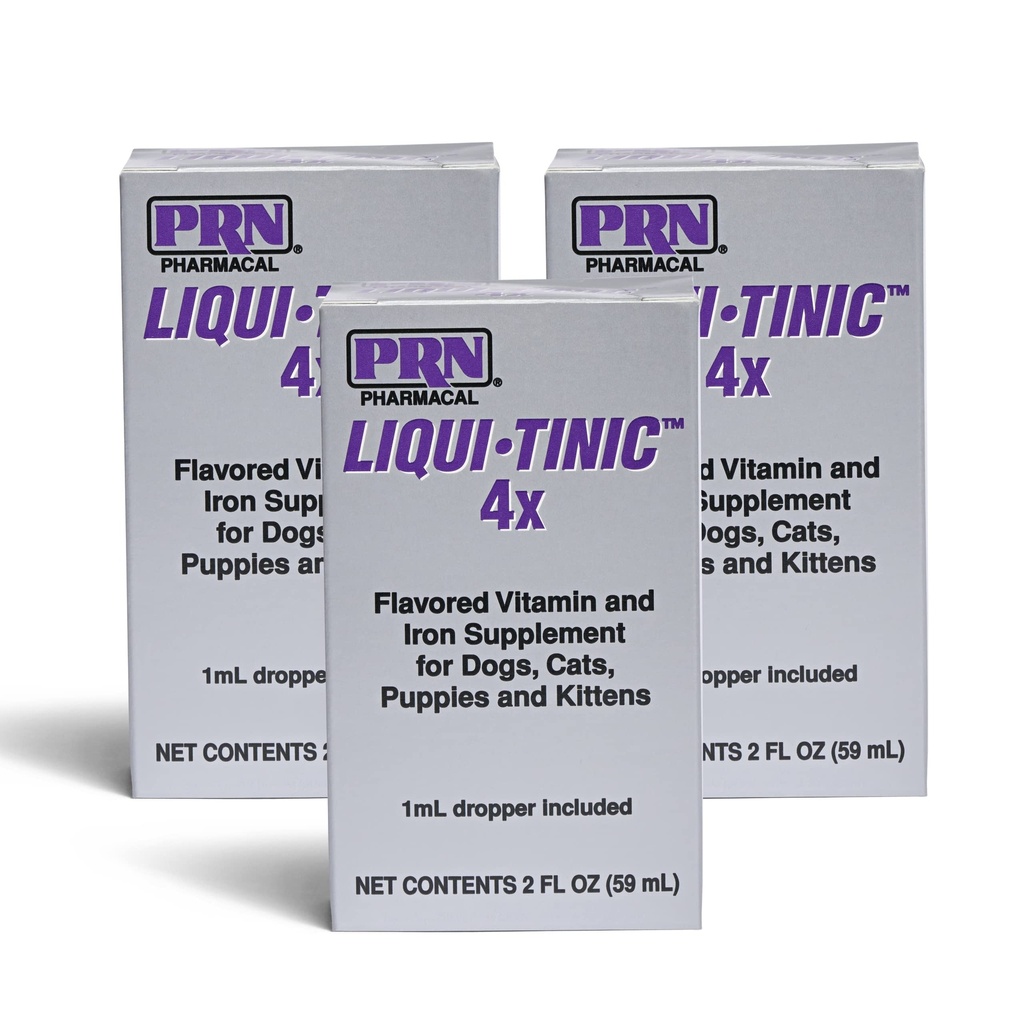 PRN Pharmacal Liqui-Tinic 4X - Iron & Vitamins Oral Beslenme Supplement for Pets- Liver-Flavored Supplement with Iron & B-Complex Vitamins to Support Wellness - 2 fl oz (3 Pack)