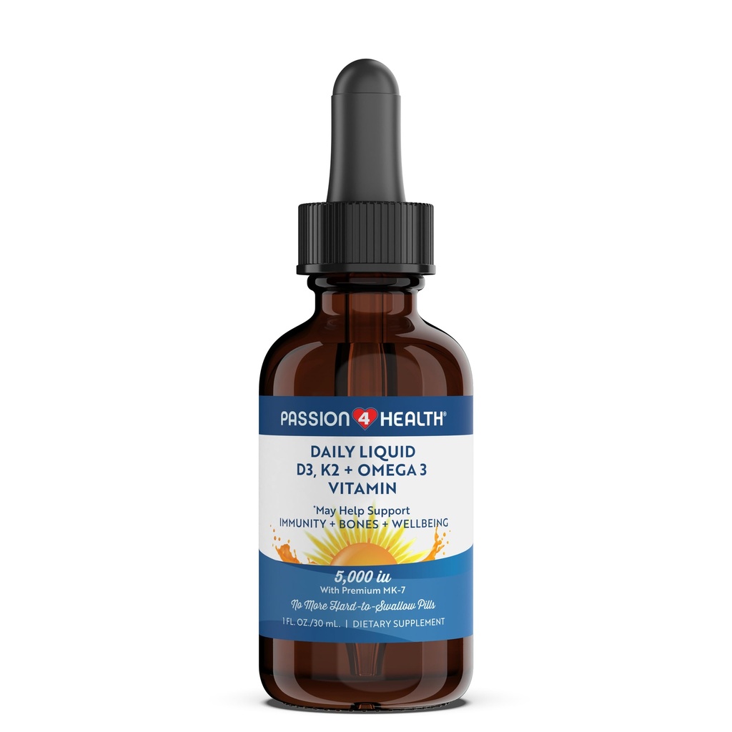 Tutku 4 Sağlık Organik Sıvı Vitamin D3 K2 (Mk-7) + Omega 3 Supplement - Sıvı Vitamin D Drops (5000IU) - Sağlıklı Kemikler ve Kaslar için Destek