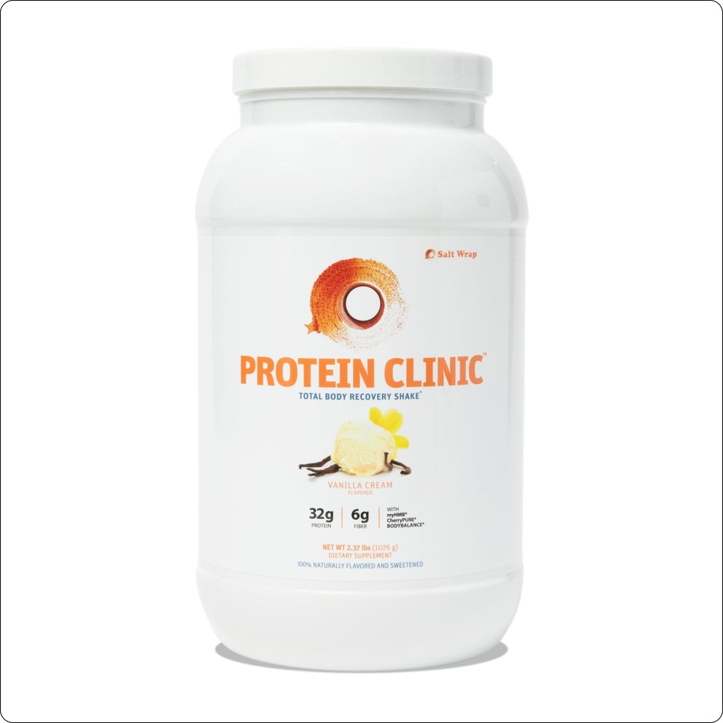 SaltWrap protein Kliniği - Total Body Recovery Shake with Collagen,, HMB, Tart Cherry Extract, Pea Protein Toz Isolate, Prebiyotik Fiber for Commons Natural Muscle Builder & Recovery - Vanilla
