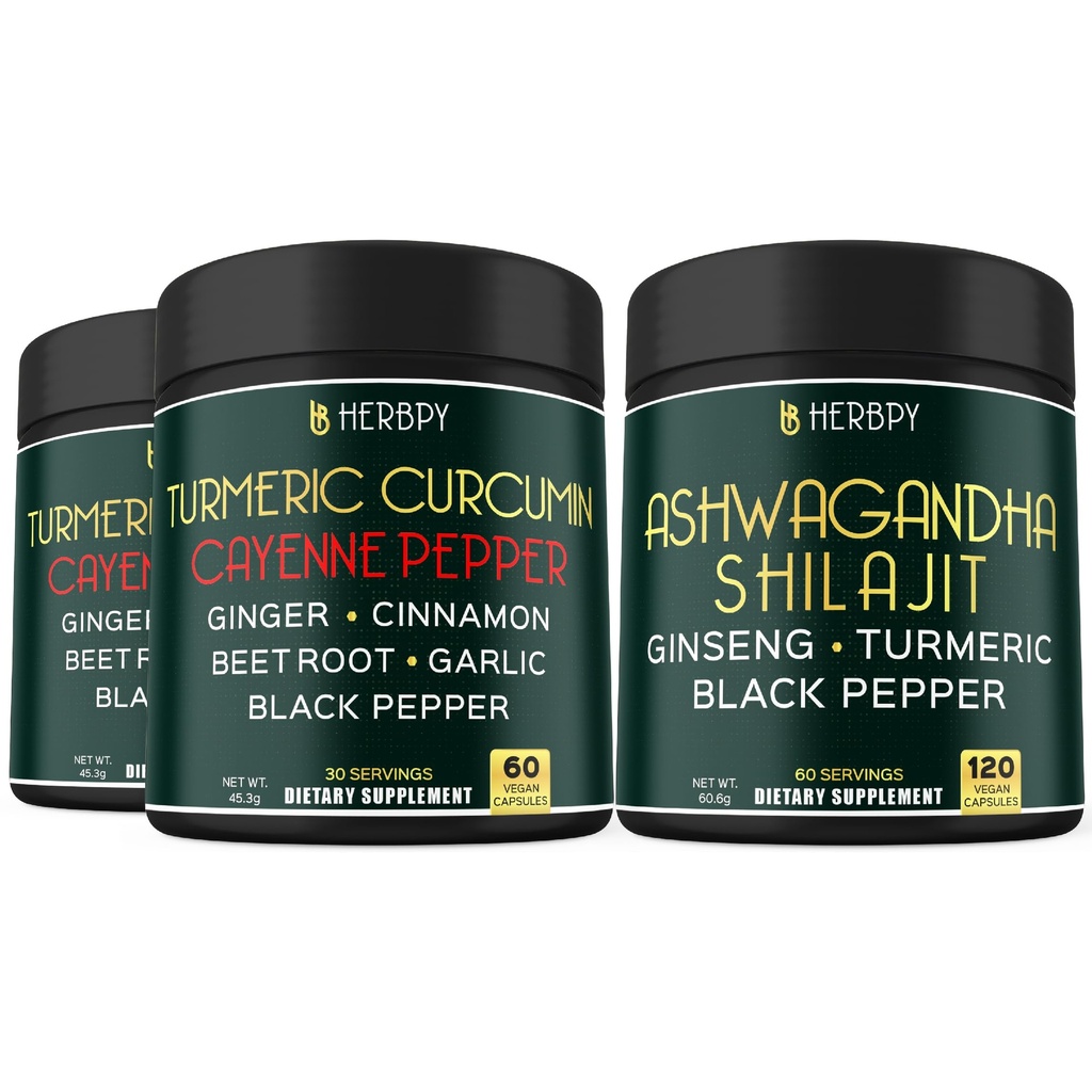 Log 7in1 Turmeric Curcumin & 5in1 Ashwagandha Shilajit Supplement Supplement