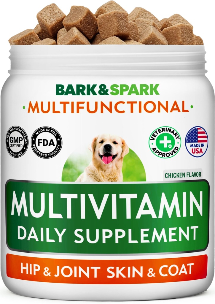 BARK&SPARK Vitaminleri & Supplements - Köpekler için Çokvitamin Chewable Tedaviler - Ortak Destek + Omega için Skin & Coat + Probiyotikler için Glucosamine Chondroitin - Multivitamin