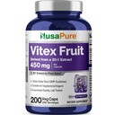 NusaPure Vitex Chasteberry Fruit 20:1 Ekstraksiyon, 450 mg 9,000 mg 200 Vegan Capsules - Non-GMO, Vegan Diyetsel Supplement