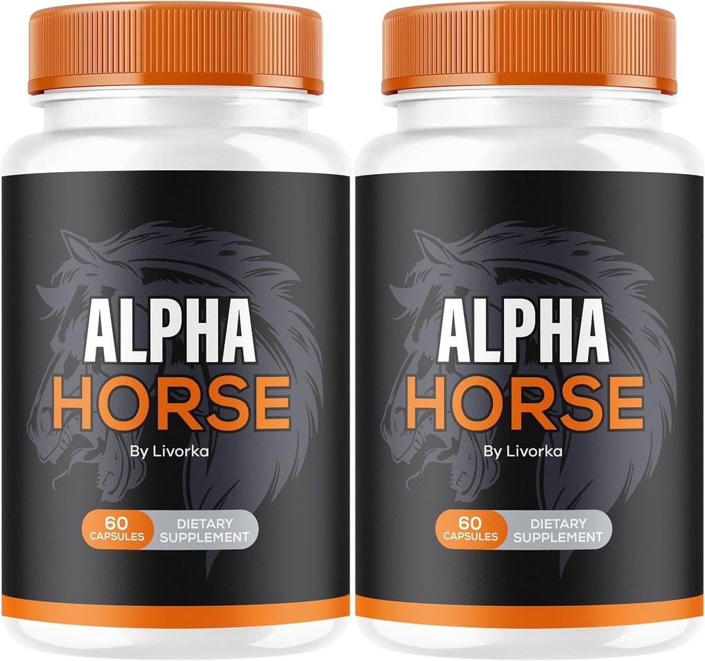 (2 Pack) Alpha Horse, Alpha Horse Pills for Men, Alpha Horse Capsules, Alfa Horse Supplement, Alpha Horse Vitamin All Natural Premium Formula, Alpha Horse Supplement Support, 120 Capsules for 2 Ay