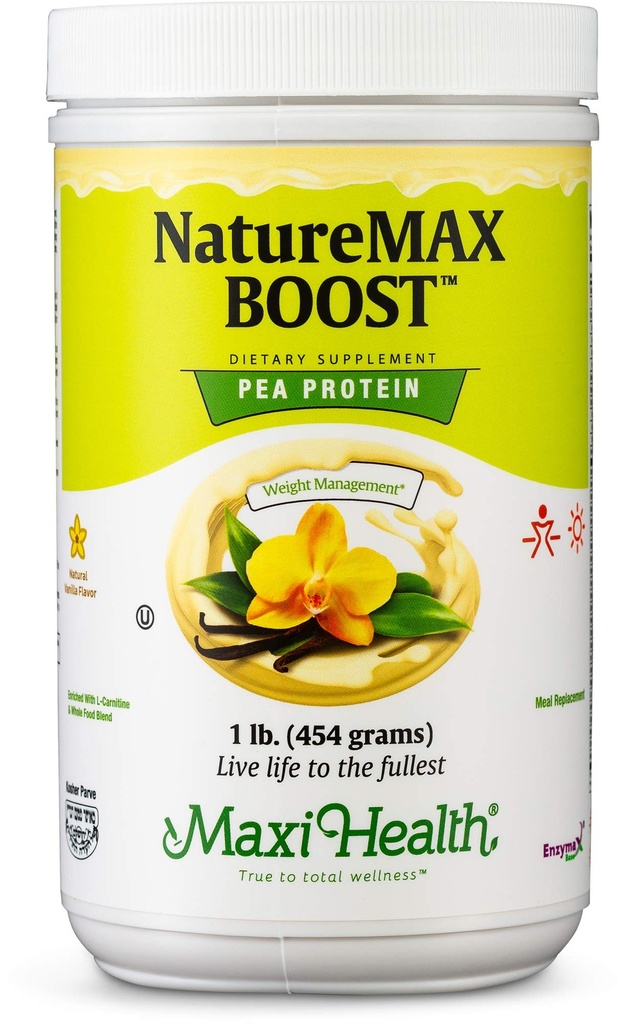 NatureMax BoostTM Pea Protein Tozu - Diyet Supplement Meal Makyaj - 20g Protein Oda başına - Doğal Vanilla Flavor - Kosher Vitamini - 1lb