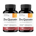 Sandhu'nun çinko Quercetin 120 Vejetaryen Capsules (Pack of 2) | Immunity ve Mevsimsel Alerjiler | Antioksi Immune Support for Men and Women | Easy to Swallow