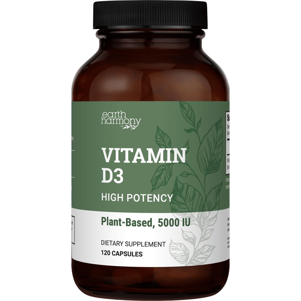 Vegan D3 5000 iu Supplement - Saf, Yüksek Potency Supplements for Immune Health & Güçlü Bones Support - Vitamin D 5000 iu - 120 Capsules, 4-Month Supply