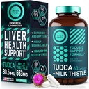 TUDCA and Milk Thistle Supplement - Bile Salts Supplement with Silymarin Milk Thistle Extract Liver Cleanse, Gallbladder, Kidney, Gut Health - Ursolic Acid Tudca Bile Salt Liver Health - 60 Capsules
