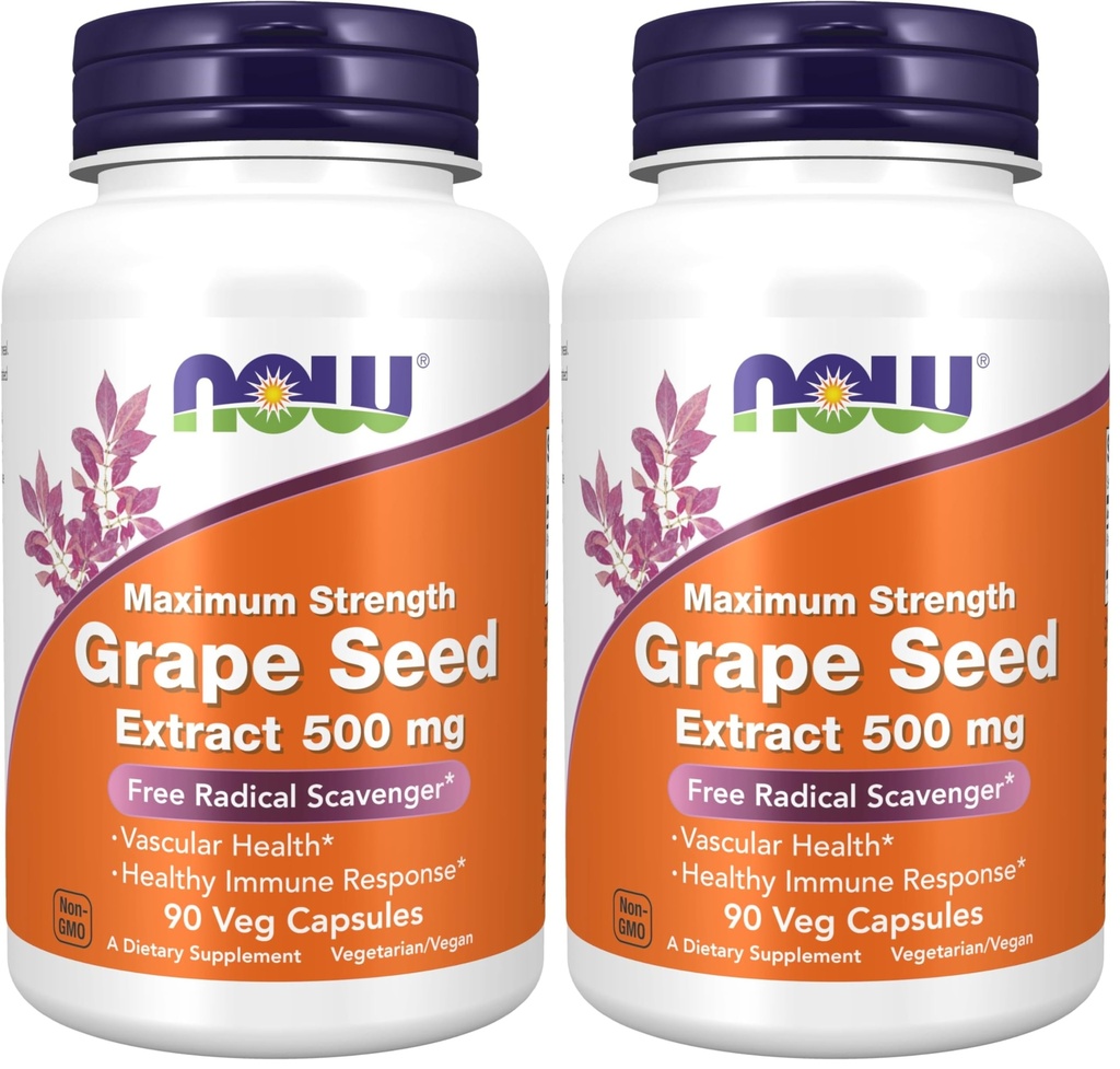 Şimdi Tamamlar, Grape Tohum alıntısı, maksimum Güçlü 500 mg (en az 90 Polyfenols ile yüksek derecede yoğunlaşan bir alıntı), 90 Veg Capsules, Red/Brown, 0.25 kilo (Pack of 2)