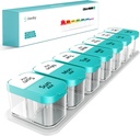 Daviky Large Weekly AM PM Pill Organizer - 7 gün, 2 Times a Day with Extra Large Karşılaştırmalar for Vitamins, Medicine, Supplements (Cyan)