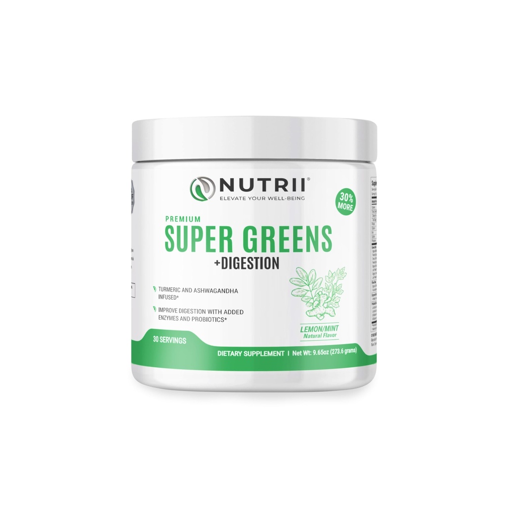 Organik Yeşil Immunity Superfood Toz - Soothes Digestion, Boosts Health Vitality and Energy. Probiyotikler, Enzymes, Turmeric ve Ashwagandha (30 Limon-Mint) ile Formula