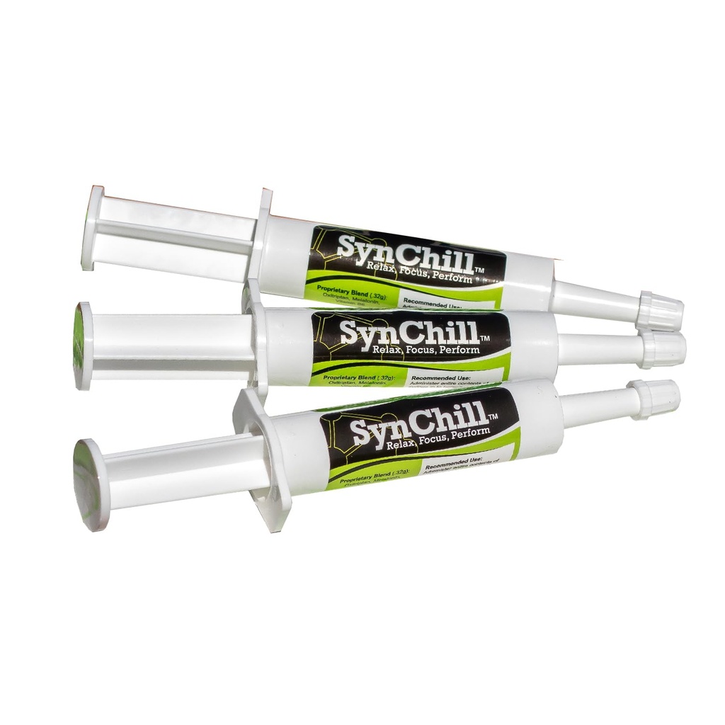 SynChill Oral Horse Calming Gel,% 100 Doğal & Beslenme Supplement, Lab Proven Sonuçlar, Olimpik Profesyoneller ve Veterinarians tarafından onaylanan, ABD'de Yapıldı - 3Pack