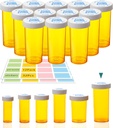 3.75oz, Pill Şişeleri Çocuk-Resistant Caps, 12 Pack - Büyük Kapasite, Moisture-Proof, BPA-Free, 32 Easy-Peel Etiketler for Organize Pills, Vitamins, Supplements, Beads, and More
