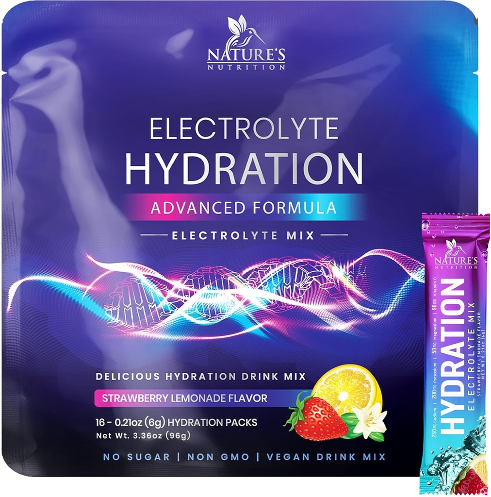 Elektrolytes Hydration Packets - Honda Recovery Toz P properties, Magnezyum, sodyum, çinko & Vitamin C, Sugar-Free, Hydration Electrolyte Liquid Drink Mixes, Vegan, Strawberry Lemon (16 Pack)