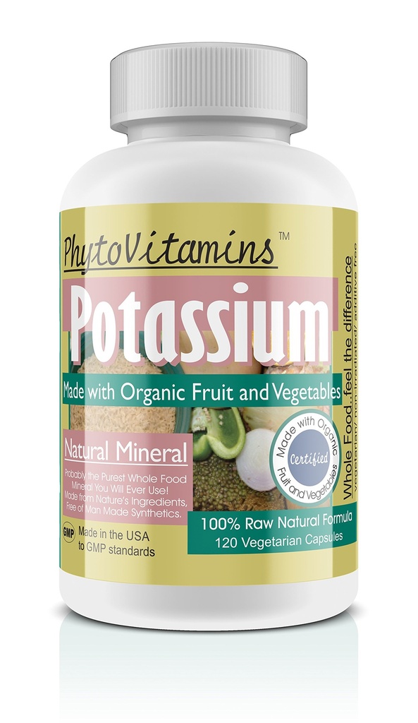 Organik Tüm Gıda Potasyum 120-Ülke Vejetaryen Capsules Tarafından PhytoVitamins