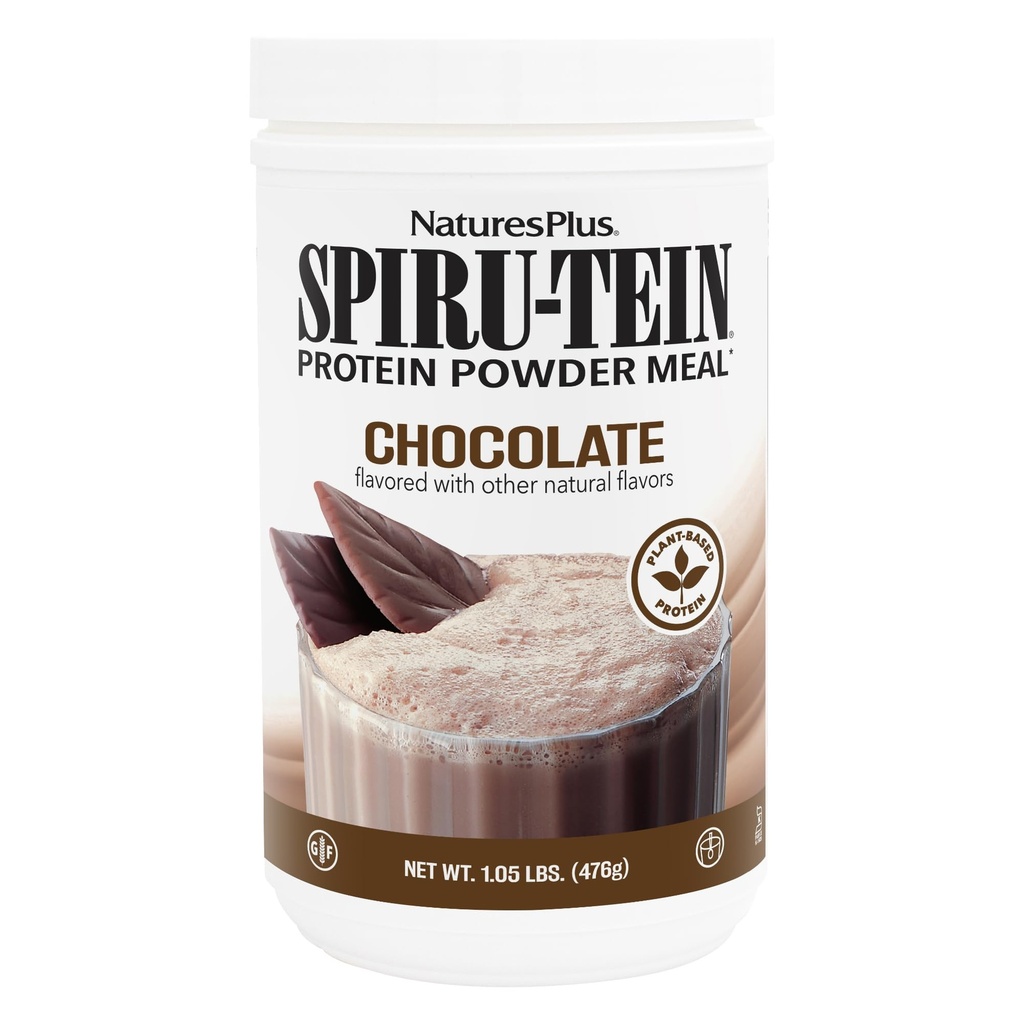 Natures Plus SPIRU-TEIN, Chocolate - 1.05 lb - Plant-Based Protein Shake - Non-GMO, Vegetarian, Gluten Free - 17 Toplam Hizmetler