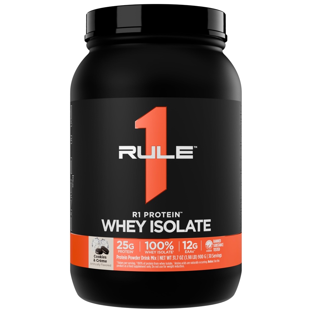 Kural 1 R1 Protein Whey Isolate - 25g protein & 6g BCAA, Workout Recovery (2 Pounds*, Cookies & Crème) için izolasyonlu ve Hydrolyzed Kaynaklardan Özel olarak