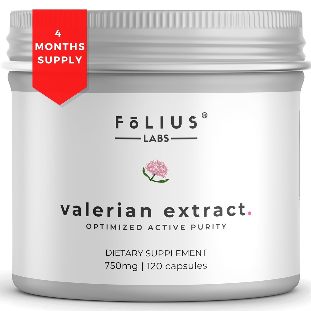Valerian Root 4:1 Extract Capsules 750mg - Active Length - 4X Concentration Valerian Root Extract Supplement - Gluten Free, Non-GMO - Rahatlama - 120 Capsules