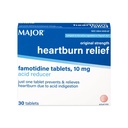 MAJOR Original Strength Heartburn Relief - Famotidine Tabletleri, 10 mg - Asit Tespiti - 30 Tablet (1-Pack)