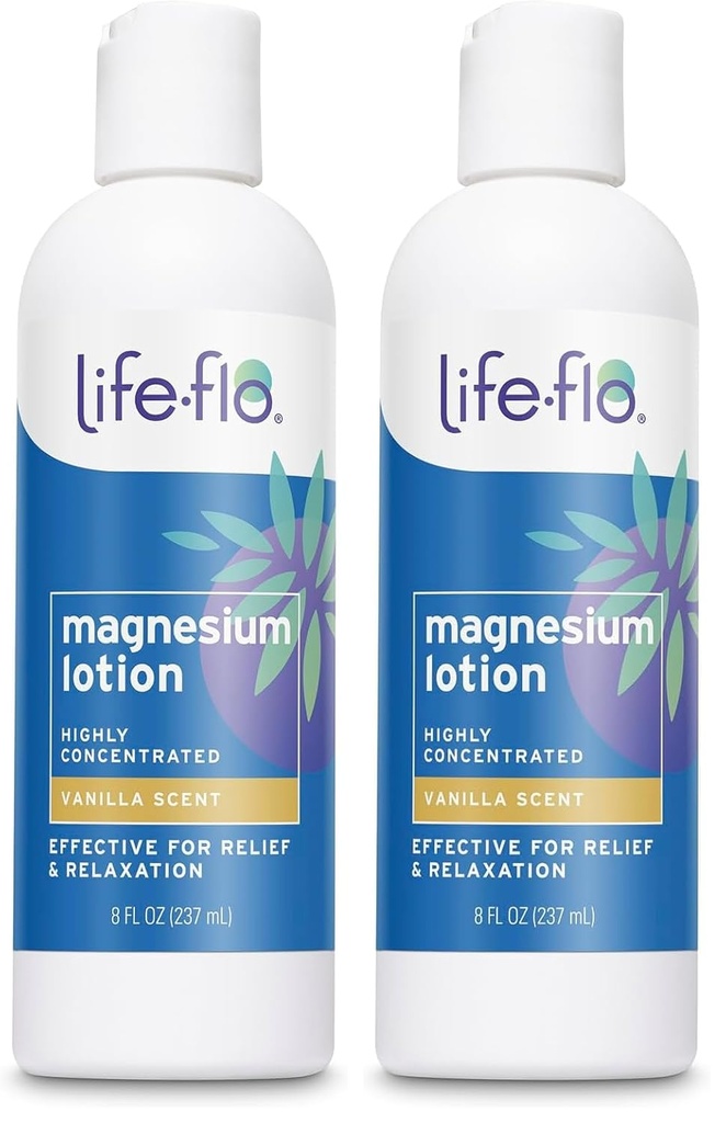 Life-flo Magnesium Lotion, Vanilla Scent - Relief and Relaxation with Magnesium Chloride from The Zechstein Seabed - Dermatologist Tested, Hypoallergenic, 60-Day Guarantee, Not Tested on Animals, 8oz