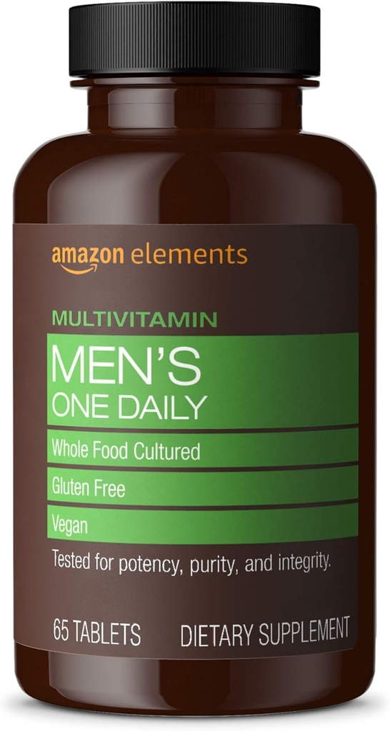 Elements Men's One Daily Multivitamin,% 62 Tüm Gıda Kültürü, Vegan, 65 Tablet, 2 aylık tedarik (Pazarlama değişebilir)
