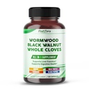 All-in-1 Wormwood Black Walnut Whole Cloves Ginger - Supports Liver Health & Aids Digestion - Made in the USA -150 Capsules