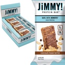 JiMMYBAR! Chocolate Peanut Butter Protein Bars 18g protein Bar, 6g Low Sugar - 12 Kont - 58g Health Bars - Real Peanuts & Hand-Drizzled Chocolate