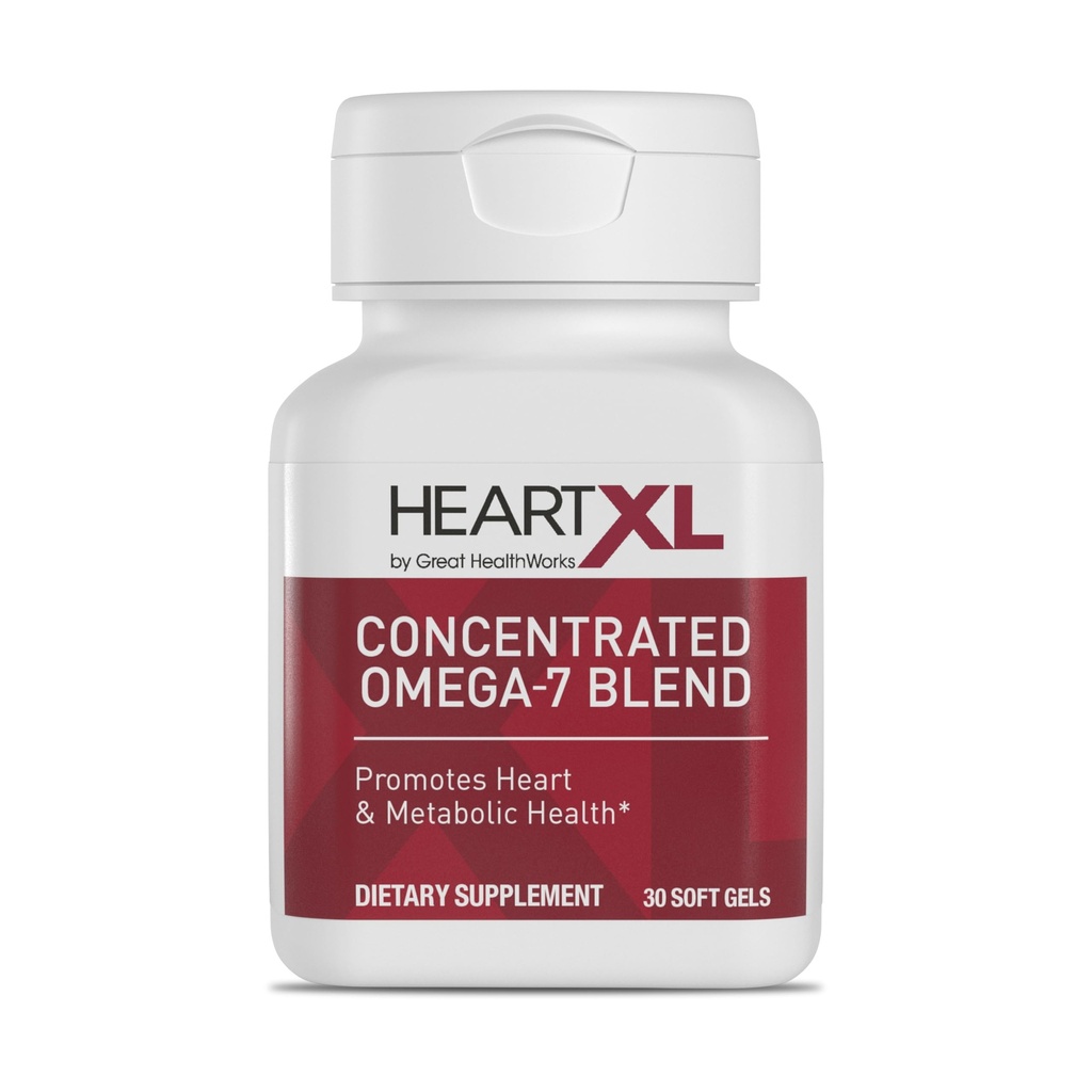 HeartXL Omega-7 Blend Cardiovascular Health Support - Promotes Healthy Metabolism - Gluten-Free Heart Health Supplement - 30 Soft Gels