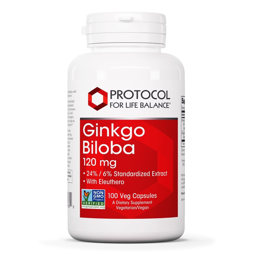 PROTOCOL FOR LIFE BALANCE Ginkgo Biloba - 120 mg Ginkgo Biloba Çeviri - Eleuthero - Beyin Sağlığı ve Kan Circulation Desteği için - Süt Free & Non-GMO - 100 Veg Capsules