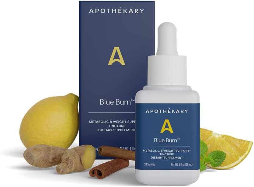 Apothékary Blue Burn Herbal Supplement Herbal Liquid Drops, Diyetsel Metabolism Desteği Tamam 1.22 Fl Oz, 30 Hizmet