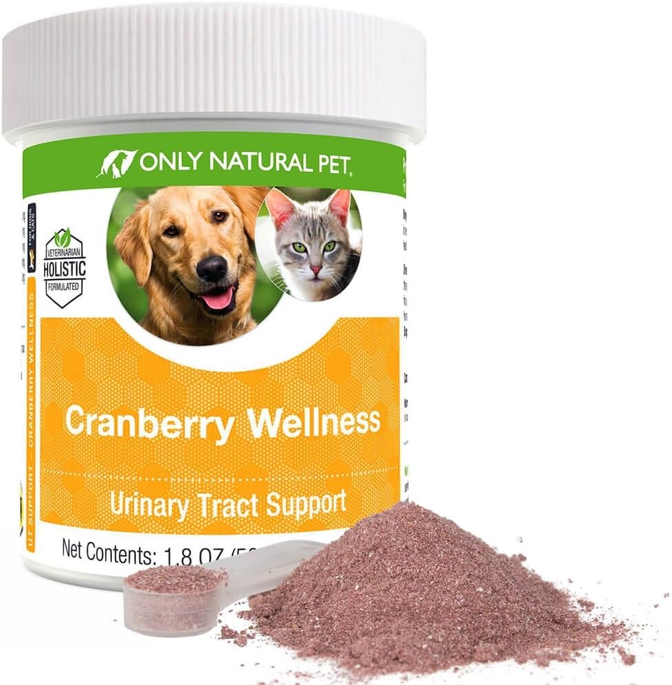 Only Natural Pet Cranberry Wellness Antioxidant Powder for Dogs and Cats - Nutritional Berry Powder Supplement for Urinary Tract Health with Vitamin C - 110 Servings