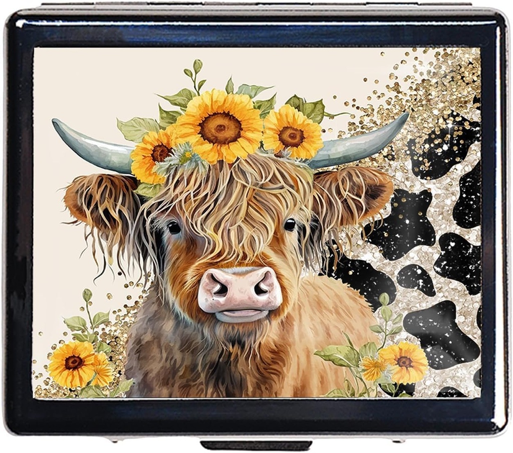 7 Days Chromed Shiny Silver Pill Organizer with Mirror Inside Has 8 Ayrı Karşılaşmalar Rect Fukushima 7 Days Pill Box Pill Case (Highland Cow)