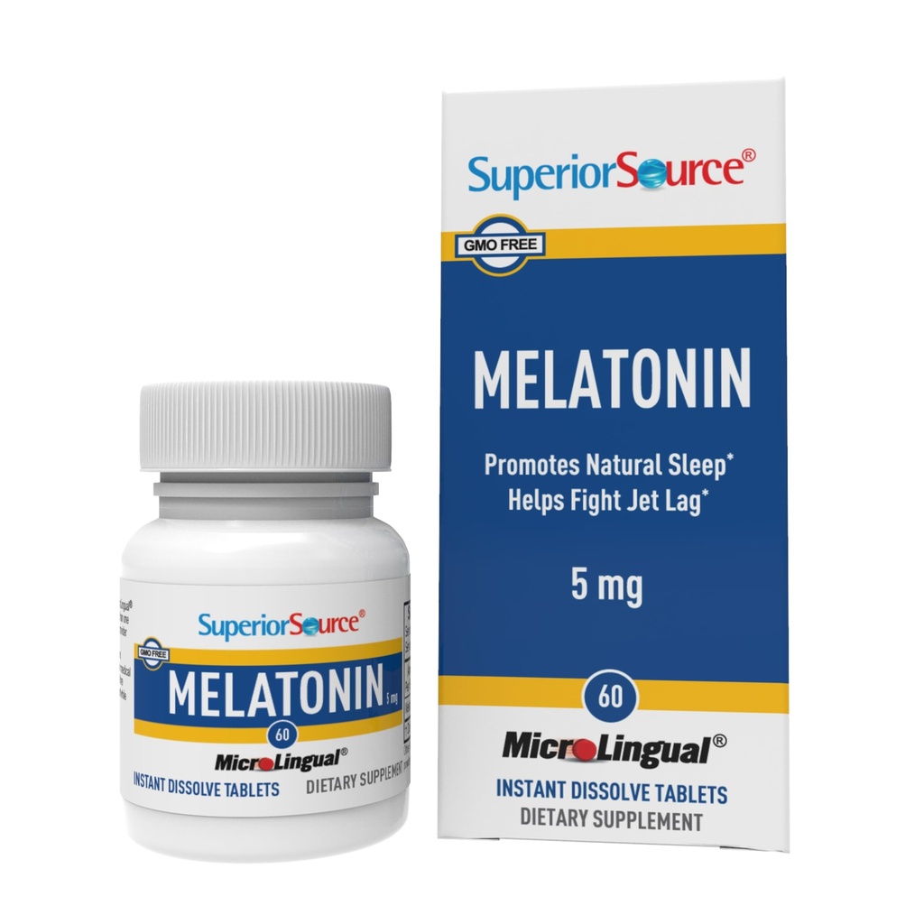 Superior Source Melatonin 5 mg - Yetişkinler için Sağlıklı Uyku Desteği Tamam - Chamomile Aids Relaxation & Restful Sleep - 60 Sublingual Discrypt Tablets