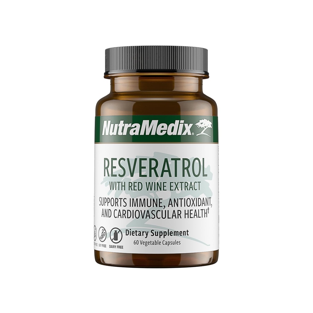 NutraMedix Resveratrol Capsules - Bio available Antioksis Supplement from Red Wine Extract + Grape Skins - 200 mg Japonca Knotweed for Immune & Cardiovascular Support (60 Capsules)