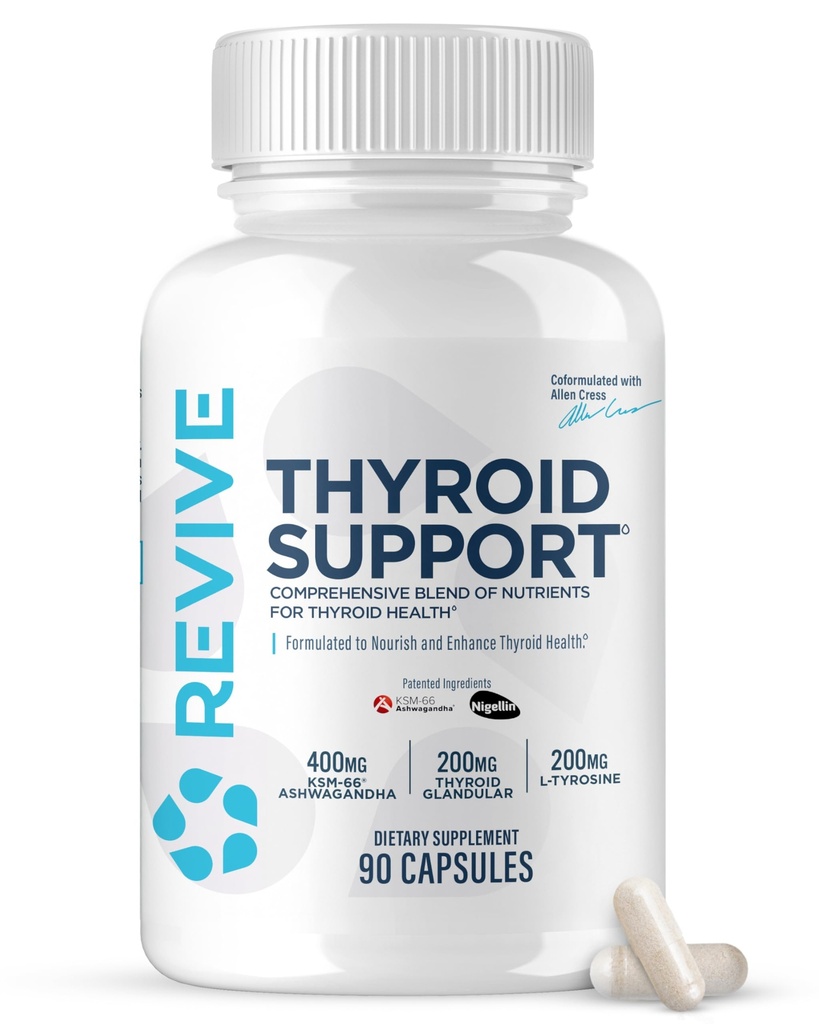 Revive MD Yourroid Support Supplement for Men & Women - C Kapsamlı Nutritents Desteği Sağlıklı Tiroid Fonksiyonları Temel Vitamin, Minerals & Herbs (90 Capsules, 30 Hizmet)