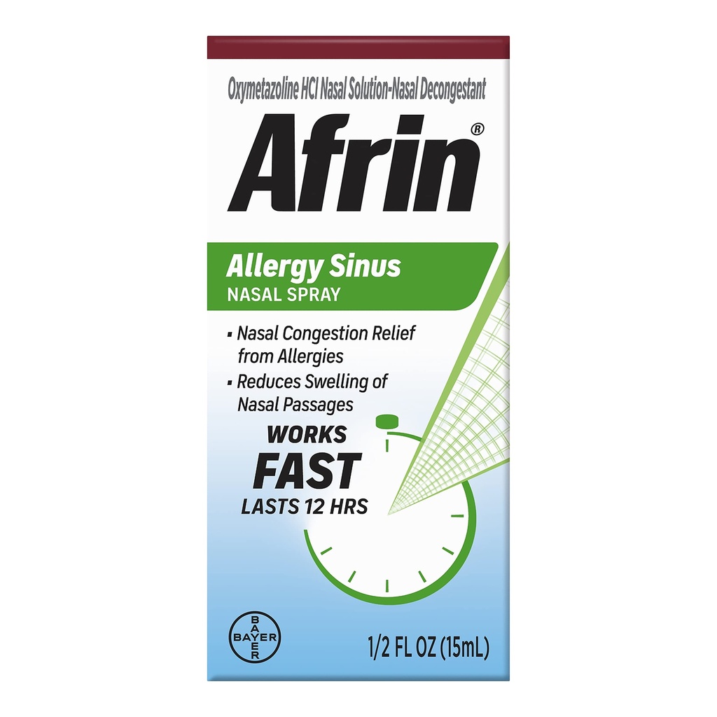 Afrin Alerji Sinus Nasal Mix - Hızlı ve Güçlü Nasal Dekongestion From Allergies, For Yetişkinler and Children 6 Years and Older, 0,50 Fl Oz (Pazar 1)