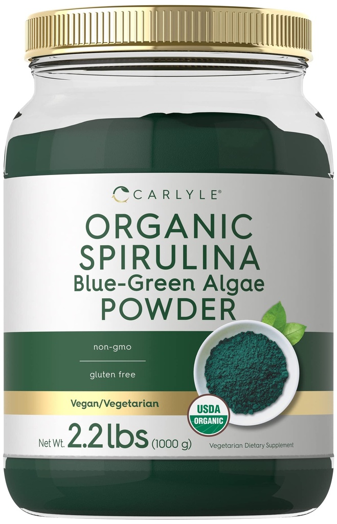 Carlyle Organik Spirulina Toz 2.2 lbs | Blue Green Algae | hizmet başına 8g Spirulina | Vegan, Non-GMO, Gluten Free Supplement Supplement Supplement Supplement