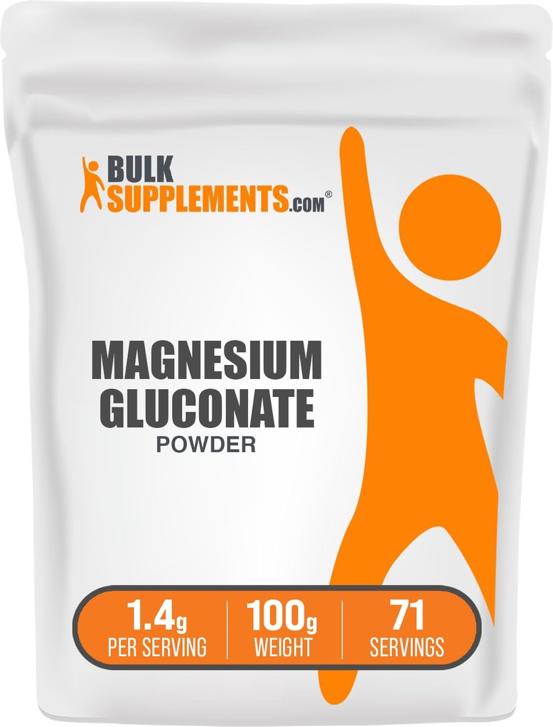 BulkSupplements.com Magnezyum Gluconate Toz - Magnezyum Tamam, Essential Mineral - Unflavored & Gluten Free, 1.4g per Service, 100g (3.5 oz) (Pazar 1)