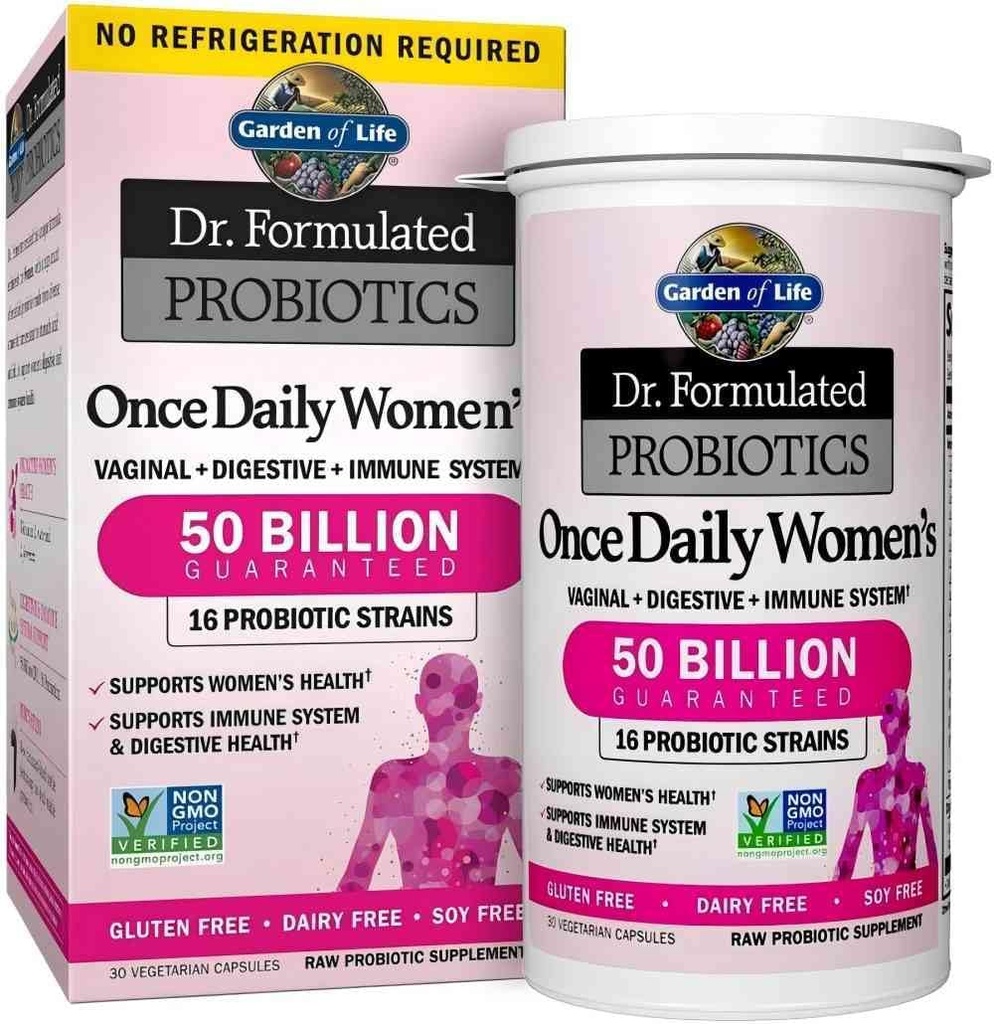 30 Capsules Once Daily Dr. Formulated Probiyotiks for Women 50 Milyar CFU 16 Probiyotik Strains with Organic Prebiyotiks for Digestive, Vaginal & Immune Health, Dairy Free. 1 Pack
