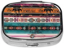 Horse Print Printed Square Pill Organizer with 2 Compartments, Portable Mini Pill Box Pill Case for Medicine, Vitamin, Fish Oil, Supplements