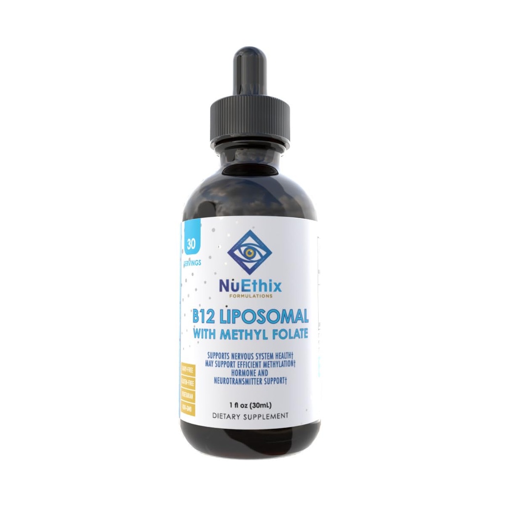 NuEthix Formulas B12 Liposomal with Metil Folate Diyetary Supplement, Bioaktif B Vitaminleri Optimal Metabolism, 1 Akış Ounce, 30 Hizmet